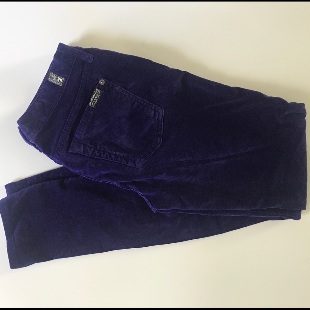 7 For All Mankind skinny velvet purple jeans